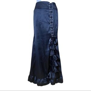 Black Ruffled Lace-Up Maxi Skirt. Juniors size L